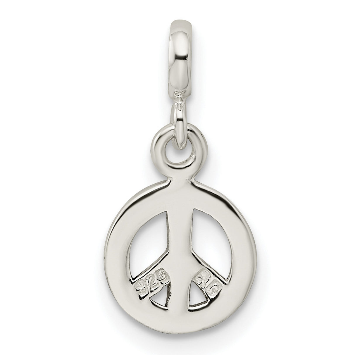 Sterling Silver Peace Sign Pendant with Black Enamel, Boho Retro Style Charm for Women or Unisex Wear
