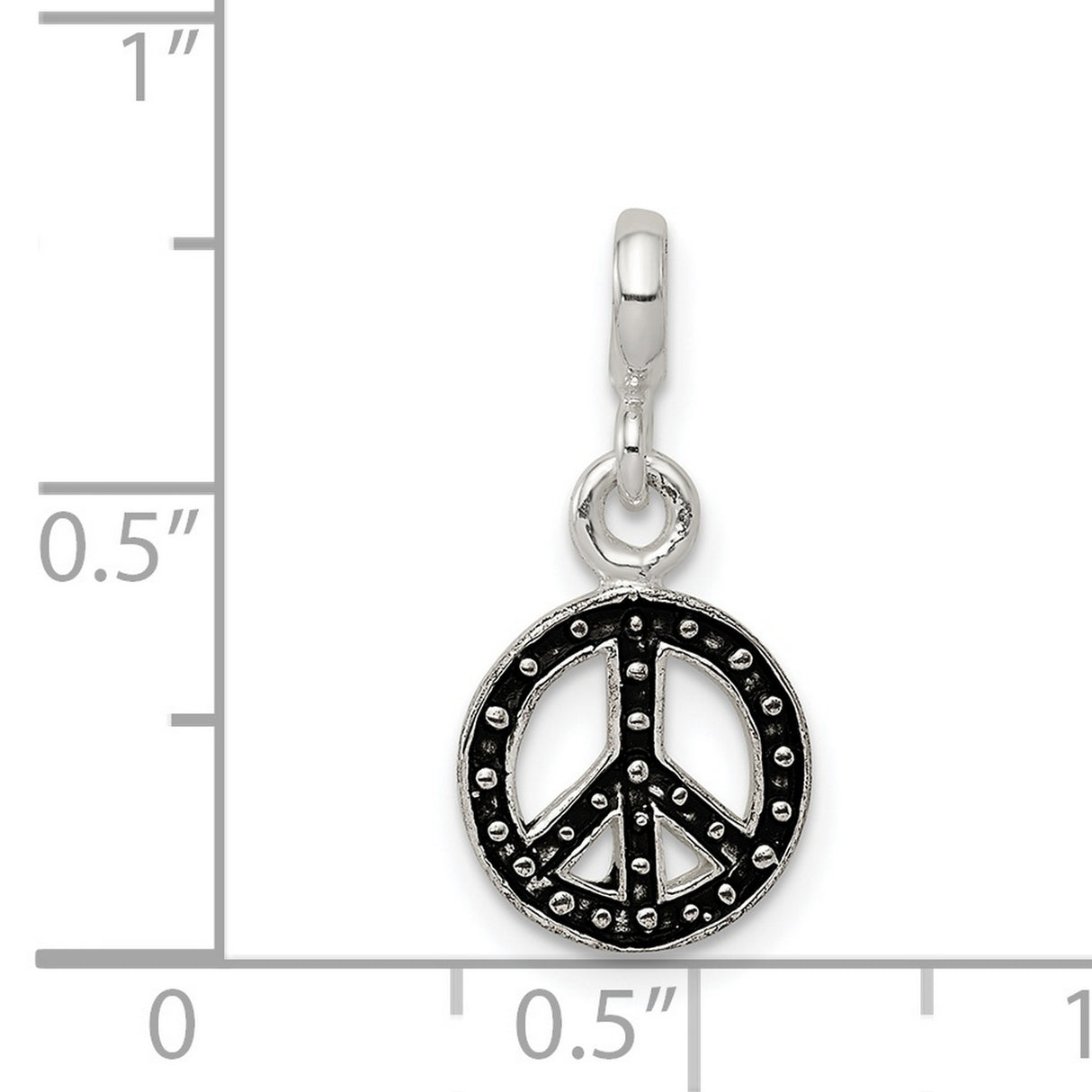 Sterling Silver Peace Sign Pendant with Black Enamel, Boho Retro Style Charm for Women or Unisex Wear