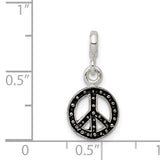 Sterling Silver Peace Sign Pendant with Black Enamel, Boho Retro Style Charm for Women or Unisex Wear