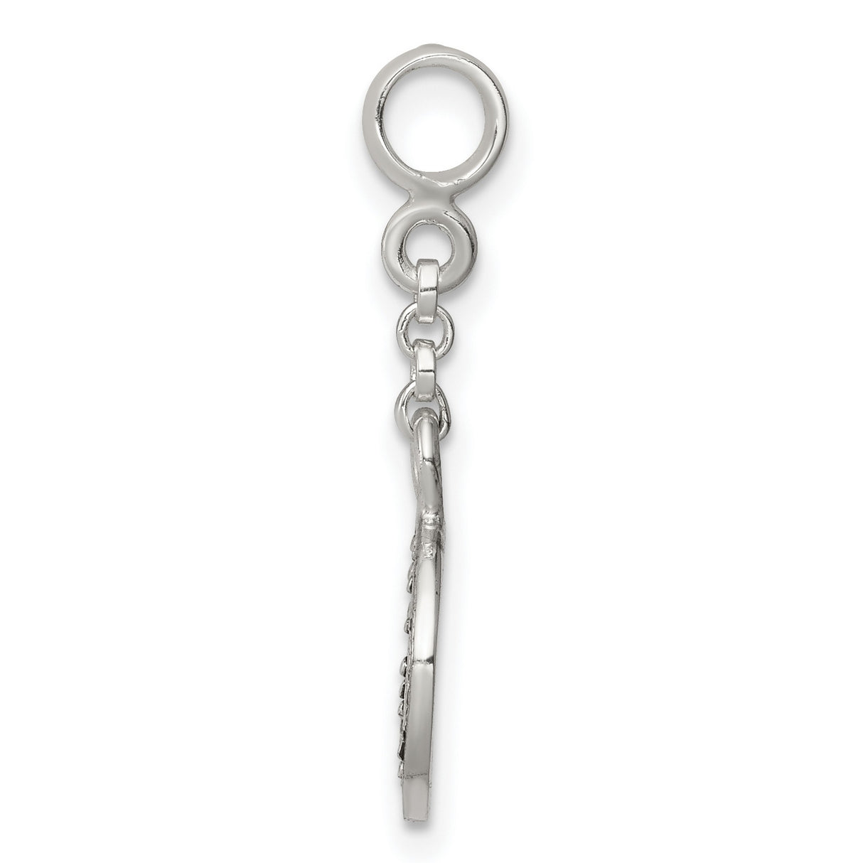 Sterling Silver Peace Sign Dangle Charm Bead with Beaded Edge, Boho Hippie Jewelry
