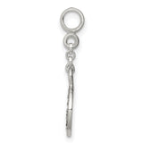 Sterling Silver Peace Sign Dangle Charm Bead with Beaded Edge, Boho Hippie Jewelry