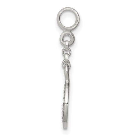 Sterling Silver Peace Sign Dangle Charm Bead with Beaded Edge, Boho Hippie Jewelry