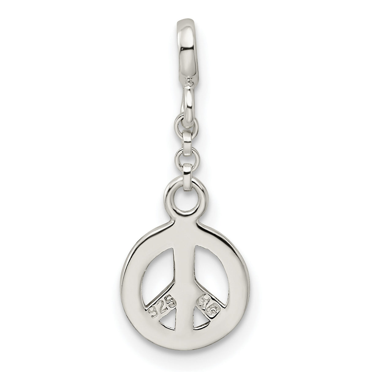 Sterling Silver Peace Sign Dangle Charm Bead with Beaded Edge, Boho Hippie Jewelry