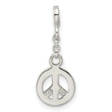 Sterling Silver Peace Sign Dangle Charm Bead with Beaded Edge, Boho Hippie Jewelry