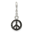 Sterling Silver Peace Sign Dangle Charm Bead with Beaded Edge, Boho Hippie Jewelry