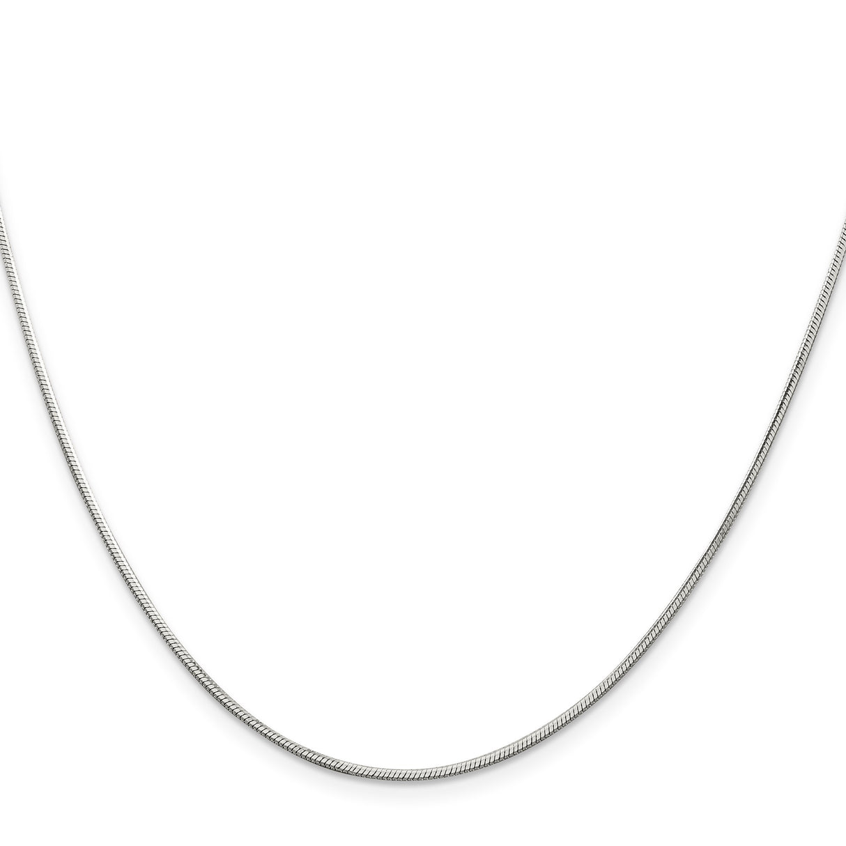 925 White Gold 1.25 mm Polished Chain Necklace, Solid