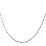 925 White Gold 1.25 mm Polished Chain Necklace, Solid