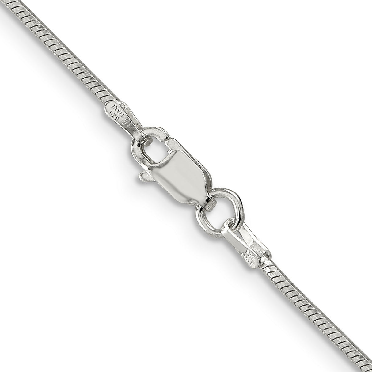 925 White Gold 1.25 mm Polished Chain Necklace, Solid alternate angle