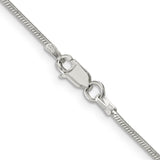 925 White Gold 1.25 mm Polished Chain Necklace, Solid alternate angle