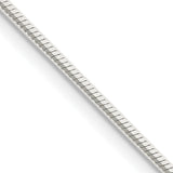 925 White Gold 1.25 mm Polished Chain Necklace, Solid detail view