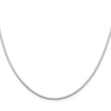 925 White Gold 1.35 mm Polished Chain Necklace, Solid