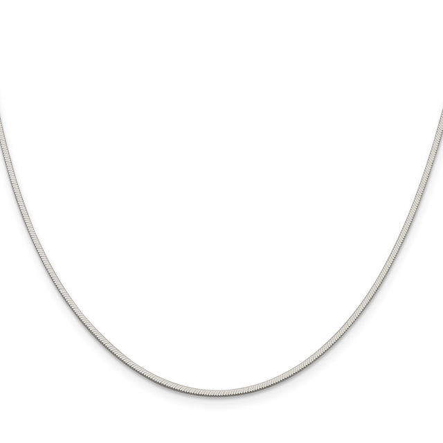 925 White Gold 1.35 mm Polished Chain Necklace, Solid