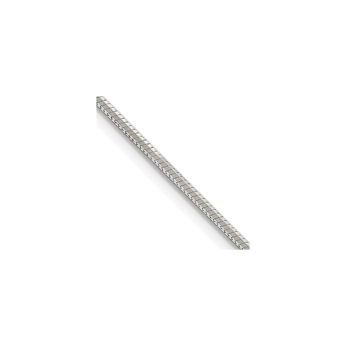 925 White Gold 1.35 mm Polished Chain Necklace, Solid detail view