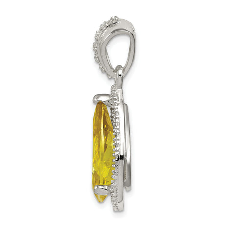 Pear Shape Green CZ Charm Pendant in Real 925 Sterling Silver