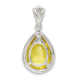 Pear Shape Green CZ Charm Pendant in Real 925 Sterling Silver