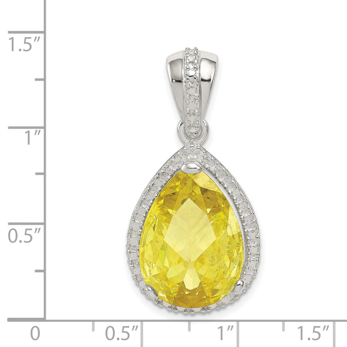 Pear Shape Green CZ Charm Pendant in Real 925 Sterling Silver