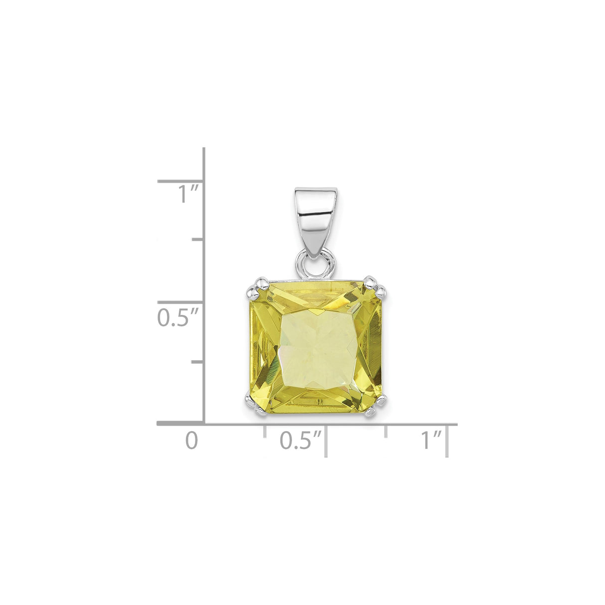 Sterling Silver Pendant with Square Cubic Zirconia, Modern Minimalist Design for Women