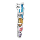 Sterling Silver Pendant with Cubic Zirconia, Blue Topaz, Peridot, Pink and Purple Stones