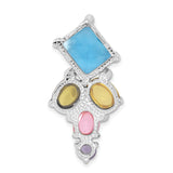 Sterling Silver Pendant with Cubic Zirconia, Blue Topaz, Peridot, Pink and Purple Stones