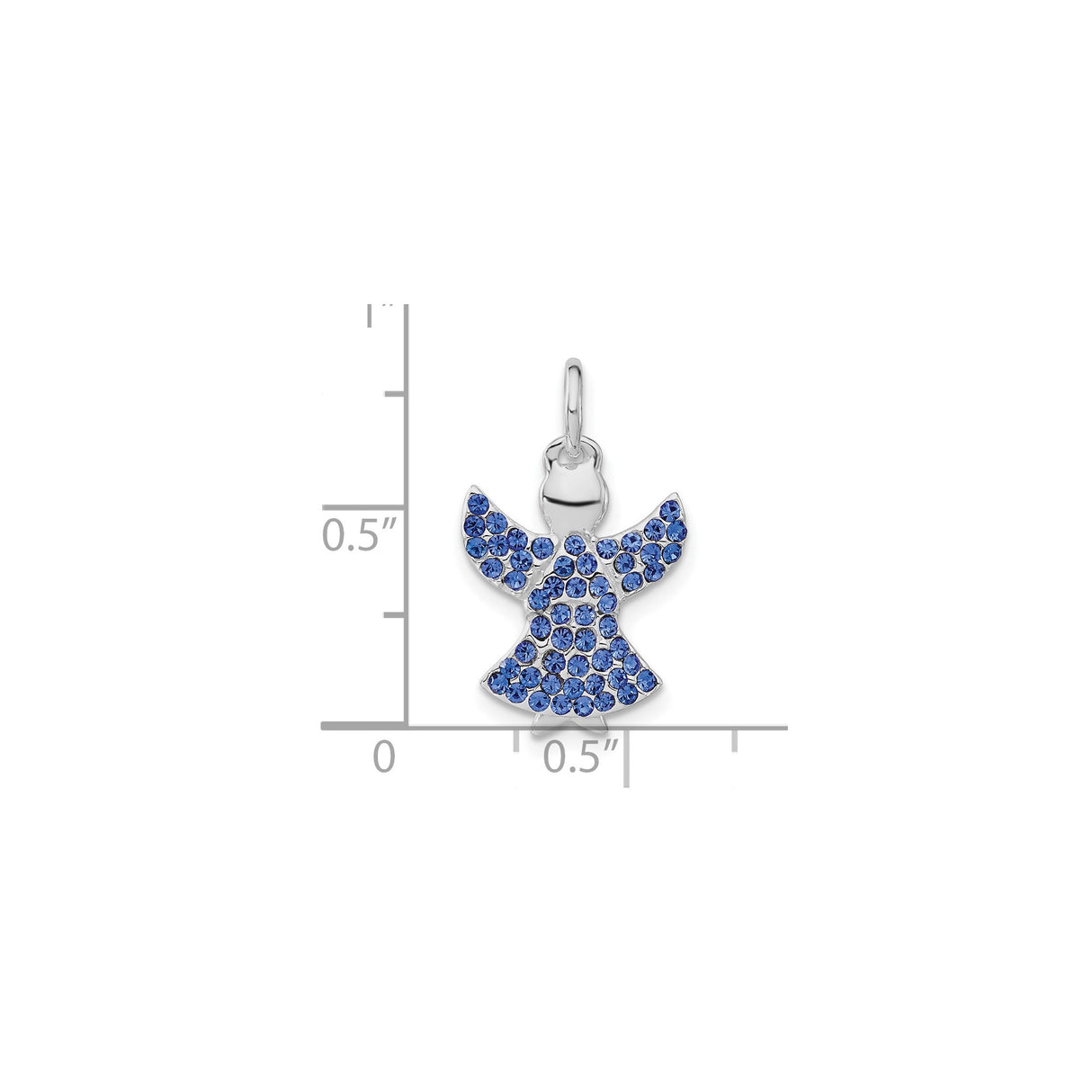 Sterling Silver Angel Pendant with Blue Crystal Accents, Spiritual Protection Jewelry for Women