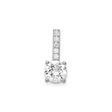 Sterling Silver Solitaire Pendant with Round Cut Cubic Zirconia and Vertical Accents