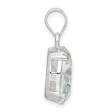 Round Clear CZ Charm Pendant in Real 925 Sterling Silver