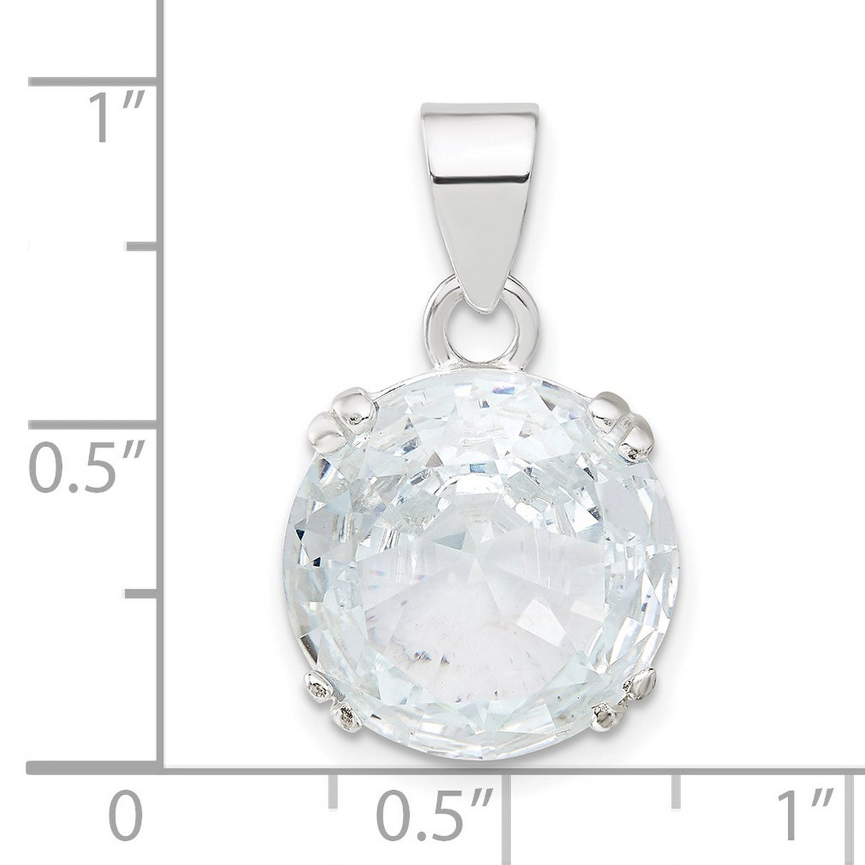 Round Clear CZ Charm Pendant in Real 925 Sterling Silver