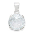 Round Clear CZ Charm Pendant in Real 925 Sterling Silver