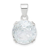 Round Clear CZ Charm Pendant in Real 925 Sterling Silver