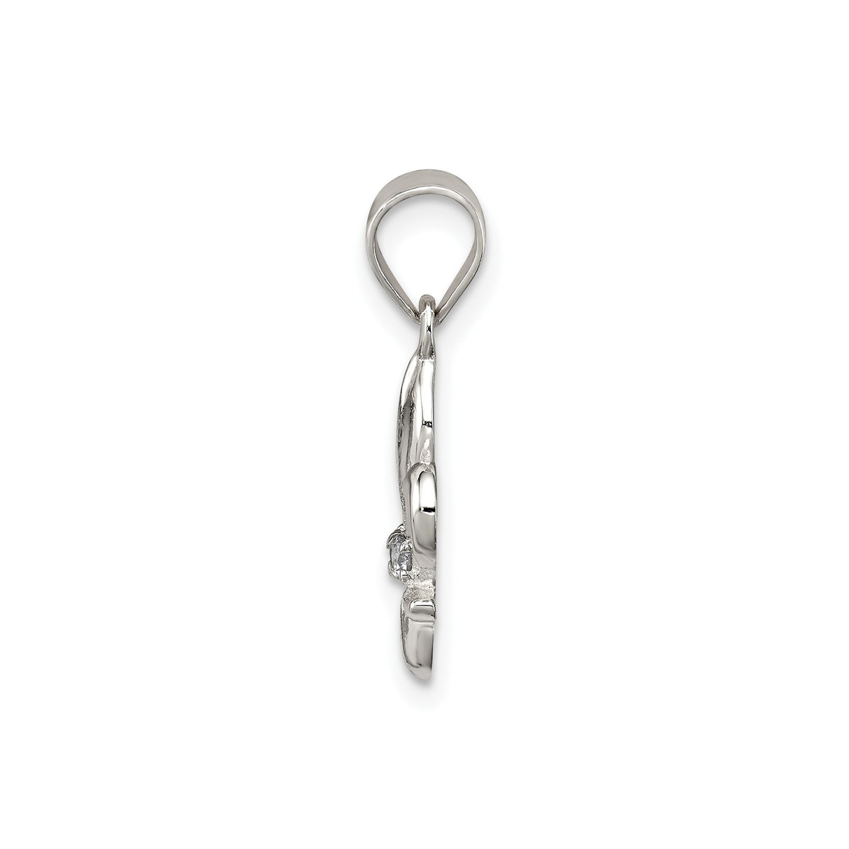 Sterling Silver Fleur-de-Lis Pendant with Cubic Zirconia, French Heritage Christian Jewelry