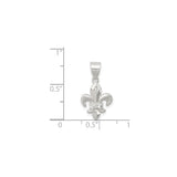 Sterling Silver Fleur-de-Lis Pendant with Cubic Zirconia, French Heritage Christian Jewelry