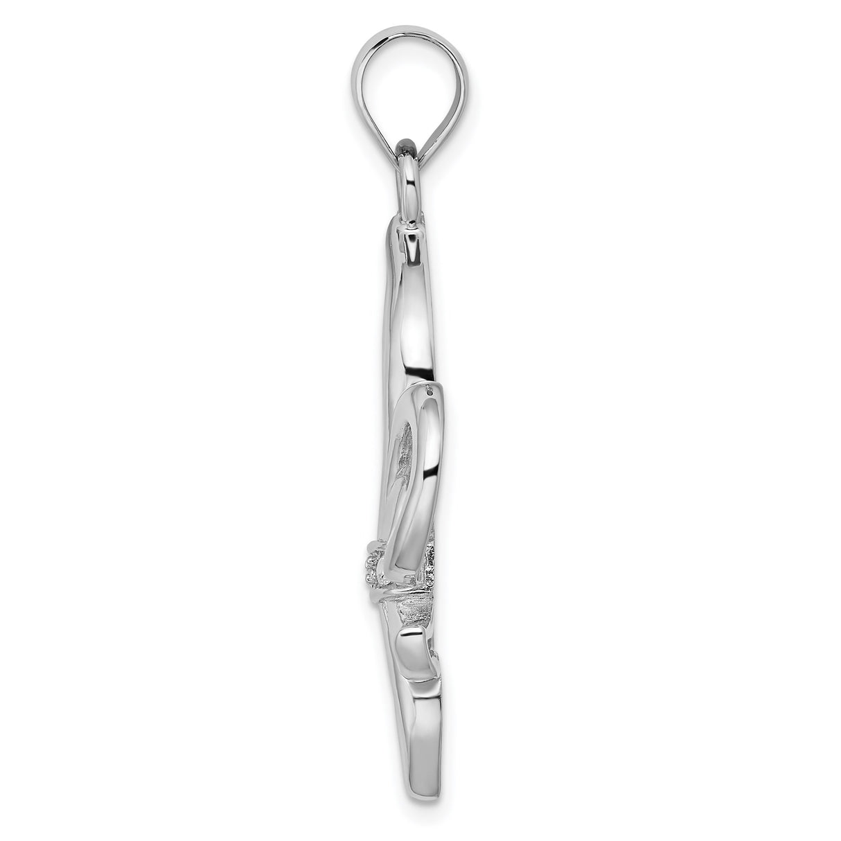 Sterling Silver Fleur-de-Lis Pendant with Cubic Zirconia Accents, Openwork Design