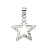 Sterling Silver Star Pendant with Cubic Zirconia, Minimalist Celestial Design for Women
