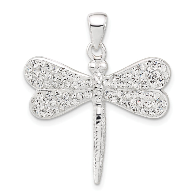 Sterling Silver Dragonfly Pendant with Crystal Wings, Nature-Inspired Boho Jewelry for Women
