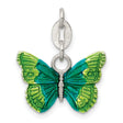 Enameled Butterfly Charm Pendant in Real 925 Sterling Silver