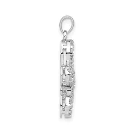 Sterling Silver Butterfly Pendant with Cubic Zirconia and Openwork Wings