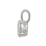 Sterling Silver Solitaire Pendant with Round Cut Cubic Zirconia in Four Prong Setting
