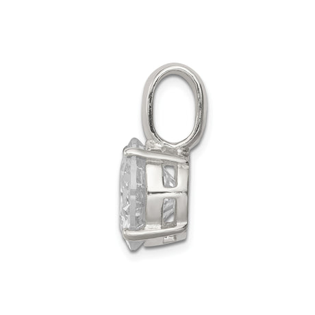 Sterling Silver Solitaire Pendant with Round Cut Cubic Zirconia in Four Prong Setting