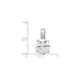 Sterling Silver Solitaire Pendant with Round Cut Cubic Zirconia in Four Prong Setting