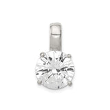 Sterling Silver Solitaire Pendant with Round Cut Cubic Zirconia in Four Prong Setting