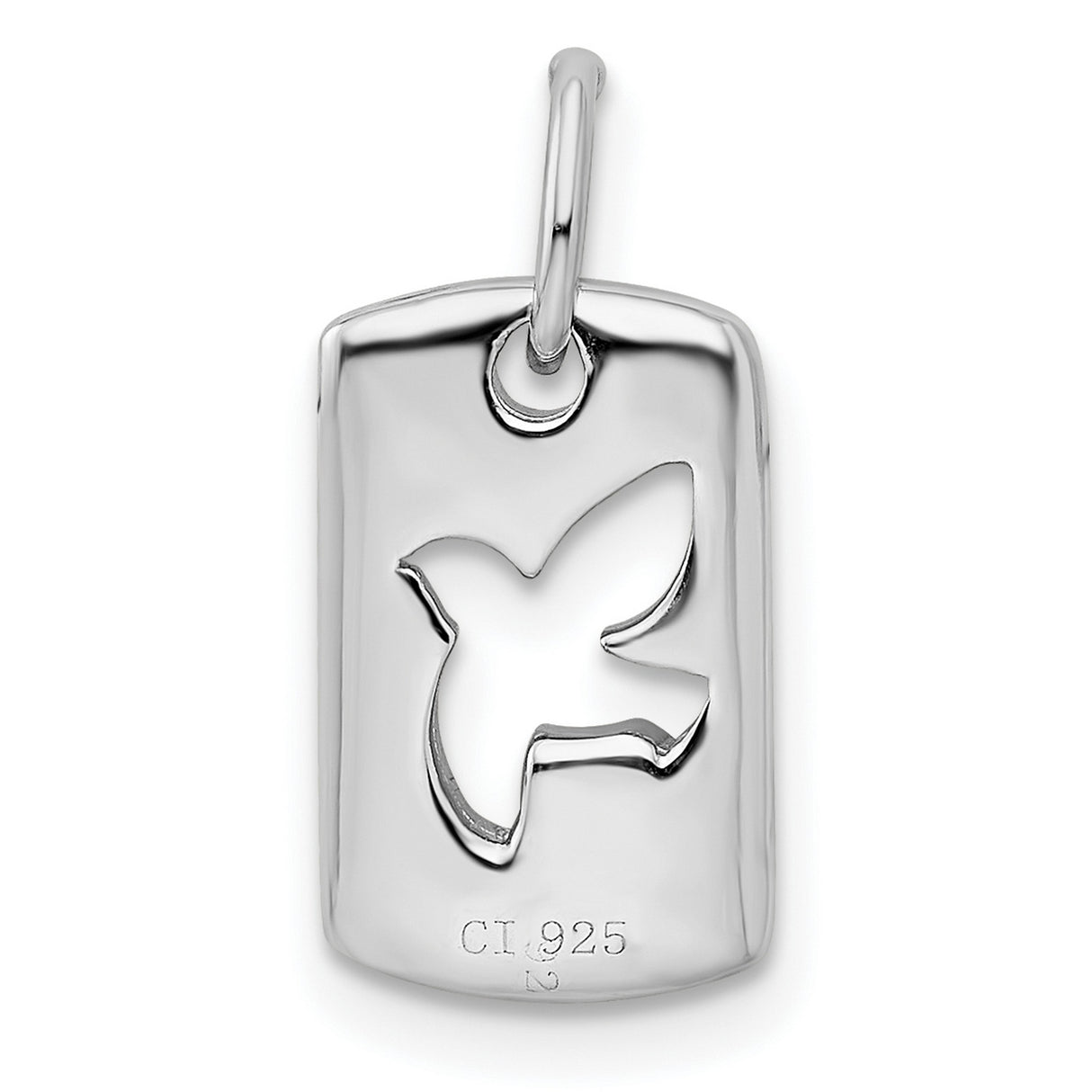 Sterling Silver Dove Pendant with Cutout Design and Cubic Zirconia, Christian Symbolic Jewelry