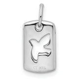 Sterling Silver Dove Pendant with Cutout Design and Cubic Zirconia, Christian Symbolic Jewelry