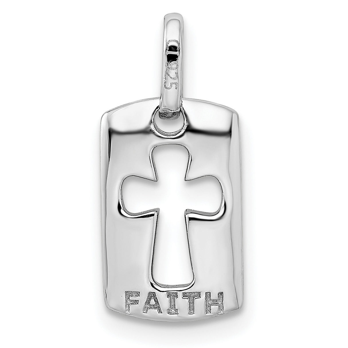 Faith CZ Open Cross Charm Pendant in Real 925 Sterling Silver