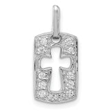 Faith CZ Open Cross Charm Pendant in Real 925 Sterling Silver