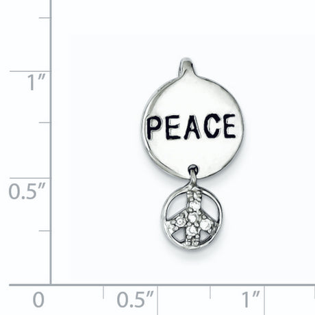 Sterling Silver Peace Pendant with Cubic Zirconia, Boho Harmony and Unity Symbol