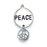 Sterling Silver Peace Pendant with Cubic Zirconia, Boho Harmony and Unity Symbol