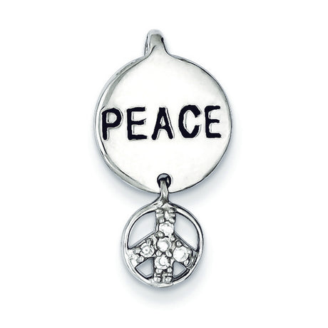 Sterling Silver Peace Pendant with Cubic Zirconia, Boho Harmony and Unity Symbol