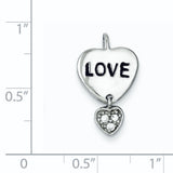 Sterling Silver Heart Pendant with Cubic Zirconia and LOVE Word Dangle Charm for Women