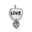 Sterling Silver Heart Pendant with Cubic Zirconia and LOVE Word Dangle Charm for Women