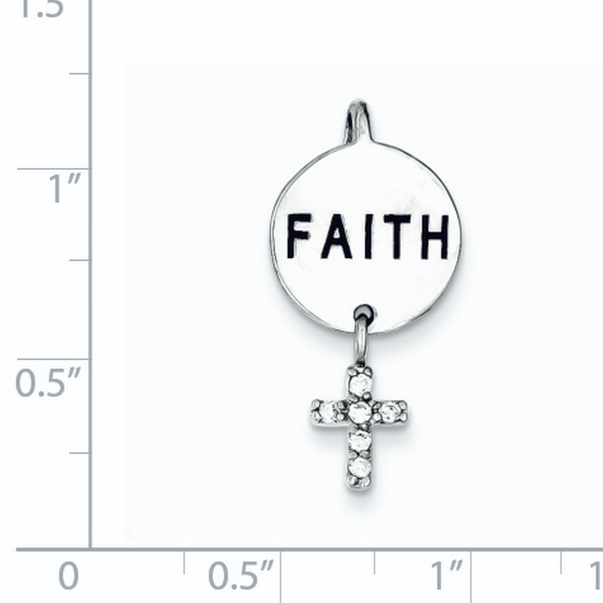 Faith CZ Cross Charm Pendant in Real 925 Sterling Silver